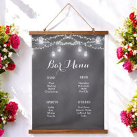Menu de bar noir dans un pot Mason pour mariage