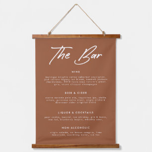 Tapisserie Suspendue Menu du bar à boissons en terre cuite moderne