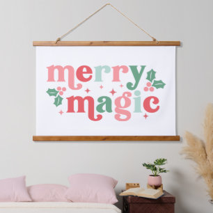 Tapisserie Suspendue Merry Magic - Colorée Typographie de vacances