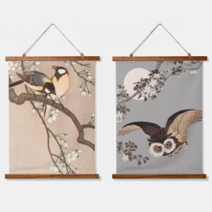 Tapisserie Suspendue Mésange japonaise asiatique Ohara Koson Oiseau Cha