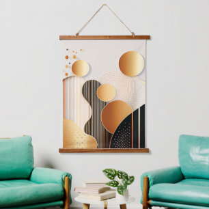 Tapisserie Suspendue Mid Century Terracotta Brown et beige