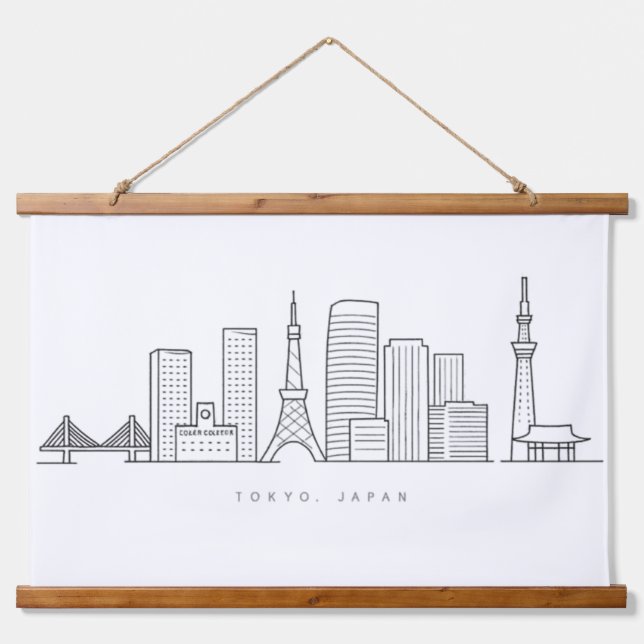Tapisserie Suspendue Minimalist Tokyo Skyline Illustration (Devant)