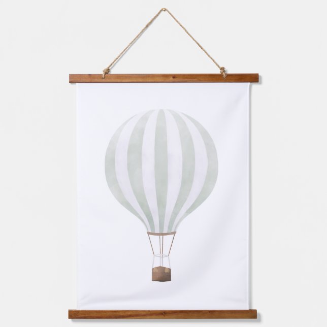Tapisserie Suspendue Mint Green Hot Air Balloon Décor Nursery (Recto)