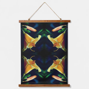 Tapisserie Suspendue Miroir à fleurs jaunes intenses Abstrait