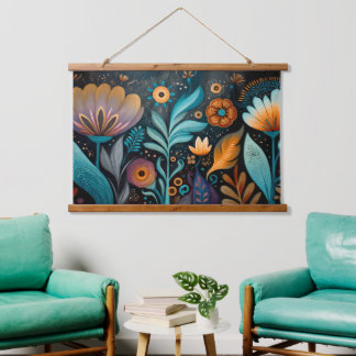 Tapisserie Suspendue Modern Boho Floral Tapestry