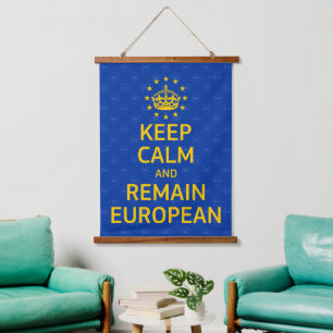 Tapisserie Suspendue Moderne Jaune Bleu Garder calme Couronne Europe Ve