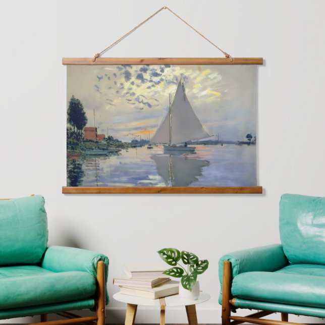 Tapisserie Suspendue Monet Sailboat French Impressionism Classic Art (Salon)