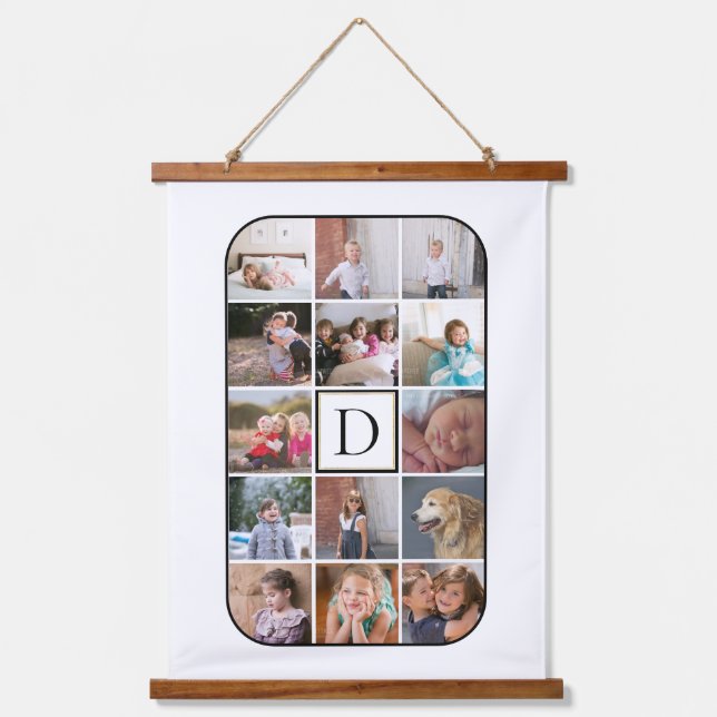 Tapisserie Suspendue Monogramme, 14 photo collage ronds coins blancs (Recto)