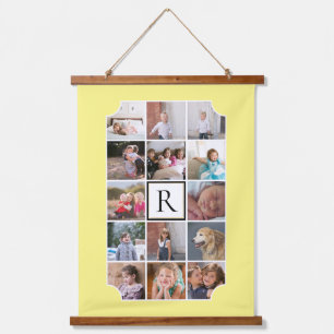 Tapisserie Suspendue Monogramme photo coins courbés jaune clair