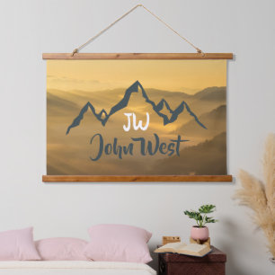 Tapisserie Suspendue Monographie de montagnes personnalisables Gold sun