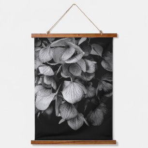 Tapisserie Suspendue Moody Noir et Blanc Hydrangea Fleur Floral Bois