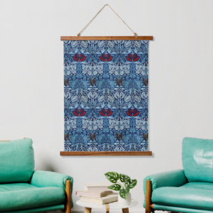 Tapisserie Suspendue Morris Vintage 1890 Tulip & Rose Motif Bleu