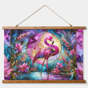 Tapisserie Suspendue Mosaïque de verre coloré Flamant Rose