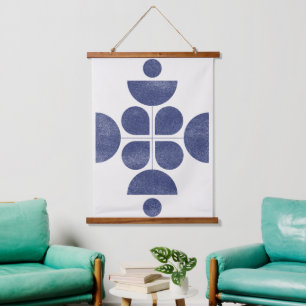 Tapisserie Suspendue Motif bleu abstrait du milieu du siècle