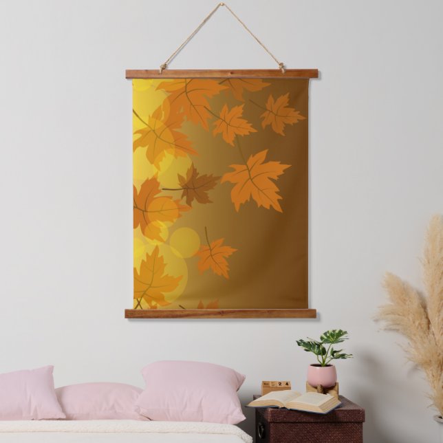 Tapisserie Suspendue Motif d'automne avec feuilles d'érable en chute et (Chambre à coucher)