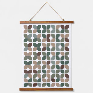 Tapisserie Suspendue Motif de feuille géométrique rétro Vert Brown Taup
