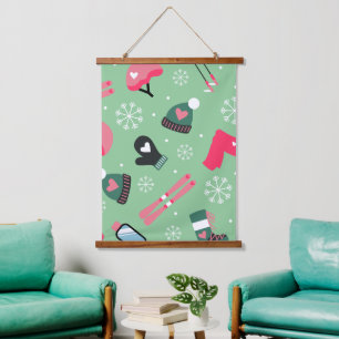 Tapisserie Suspendue Motif de sports de vacances d'hiver mignon 