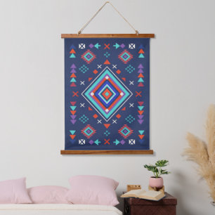 Tapisserie Suspendue Motif de surface géométrique bohème turquoise mari
