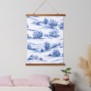 Tapisserie Suspendue Motif de toile botanique bleue