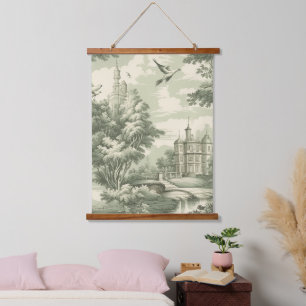 Tapisserie Suspendue Motif de toile scénique verte française historique