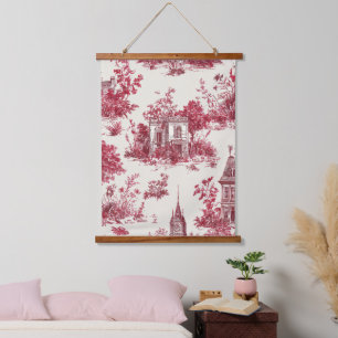 Tapisserie Suspendue Motif de toile traditionnel rouge de la campagne