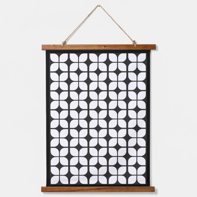 Tapisserie Suspendue Motif géométrique rétro blanc (Recto)