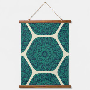 Tapisserie Suspendue Motif Hexagon Mandala géométrique - Deep Green & B