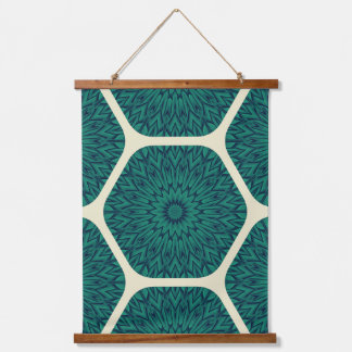 Tapisserie Suspendue Motif Hexagon Mandala géométrique - Deep Green & B