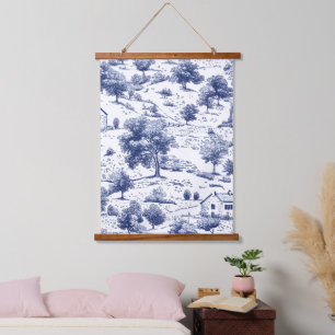 Tapisserie Suspendue Motif Toile de Campagne Bleu Rustique
