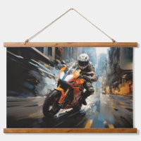 Moto Race Action Sport Peinture Art Décor Abstrait