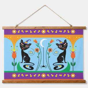 Tapisserie Suspendue Moustaches Douces et Fleurs Sombres
