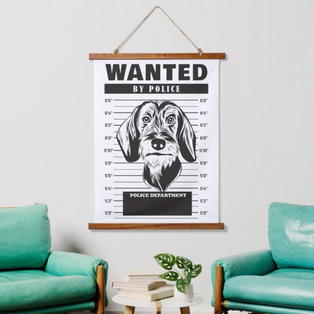 Tapisserie Suspendue Mugshot Recherché de Wire Haired Dachshund (Salon)