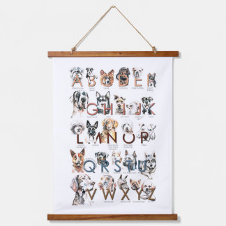 Tapisserie Suspendue Mur d'art Alphabet de race de chien pendaison