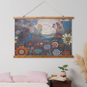Tapisserie Suspendue Mur de paysage de fleurs d'art populaire