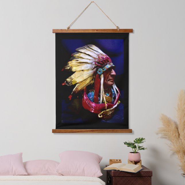 Tapisserie Suspendue Native "Hunkpapa Chief "original art (Chambre à coucher)