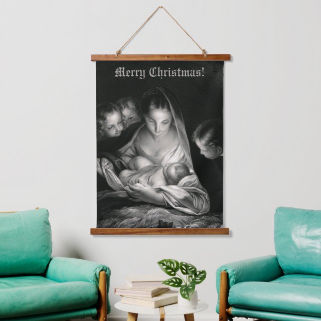 Tapisserie Suspendue Nativité Bébé Jésus Vierge Marie Anges Noël (Salon)