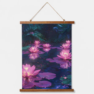 Tapisserie Suspendue Nature zen minuit Étang de lotus rose