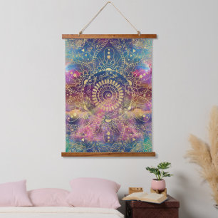 Tapisserie Suspendue Nebula couleur or Mandala Aquarelle colorée