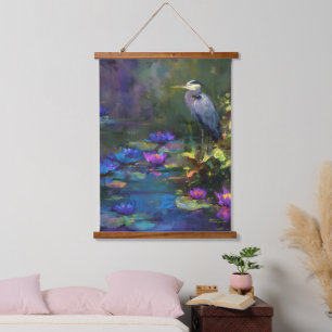 Tapisserie Suspendue Nénuphar enchanté de l'étang Nature Aquarelle