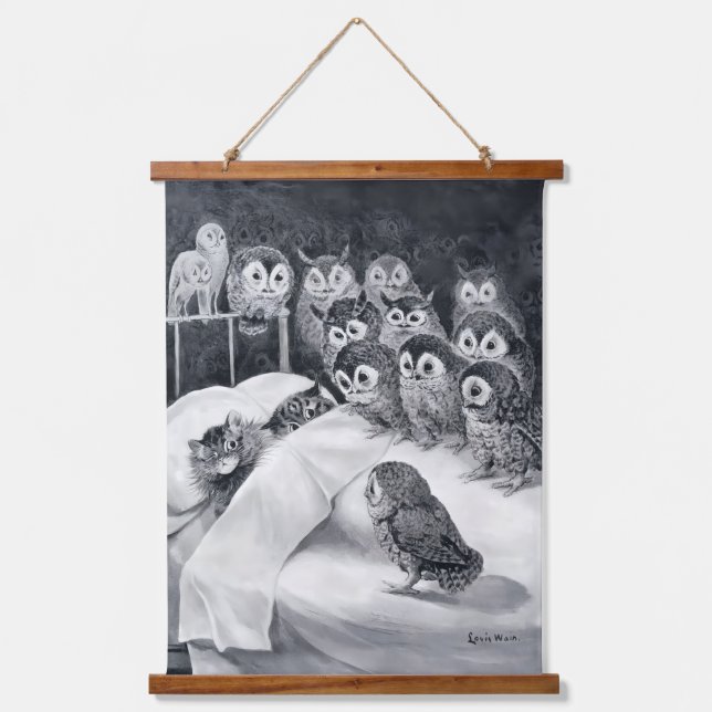 Tapisserie Suspendue Nightmare de chat, Oiseau de hibou, Louis Wain (Recto)