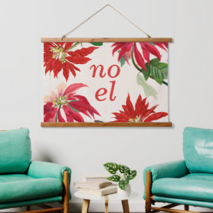 Tapisserie Suspendue Noël Floral Aquarelle Festive Poinsettia