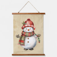 Noël Snowman Snowwoman Décor Amusant Aquarelle