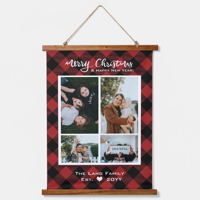 Tapisserie Suspendue Noir Russe Noir Buffalo Plaid Bois (Recto)