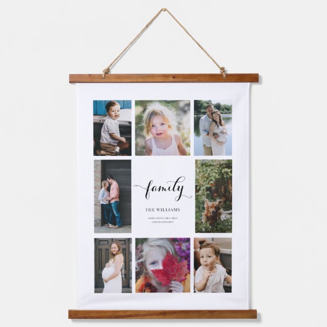 Tapisserie Suspendue Nom de famille personnalisé 8 Photo Collage (Recto)