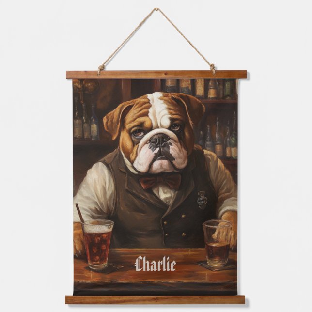 Tapisserie Suspendue Nom personnalisé Bulldog Bartender (Recto)