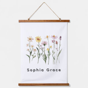 Tapisserie Suspendue Nom personnalisé minimaliste fleur sauvage