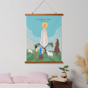 Tapisserie Suspendue Notre-Dame de Fatima et les trois bergers