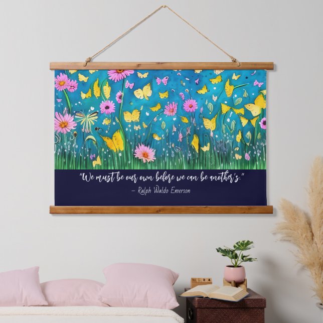Tapisserie Suspendue Nous Devons Être Notre Propre Citation Florale (Chambre à coucher)