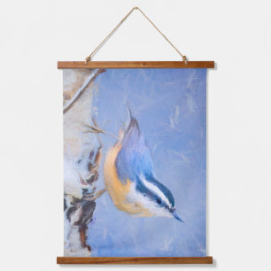 Tapisserie Suspendue Nuthatch à poitrine rouge Peinture d'art original 