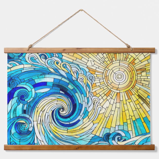 Tapisserie Suspendue Ocean Wave Sun mosaïque art (Devant)